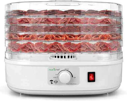 Nutrichef Food Dehydrator Machine, Dehydrates Beef Jerky, Meat, Food, Fruit, Vegetables & Dog Treats, 5 Trays