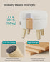 12.2 Inches, ULOM515WD01 SONGMICS Storage Ottoman, Foot Stool, Round Ottoman with Padded Seat, Foot Rest with Wood