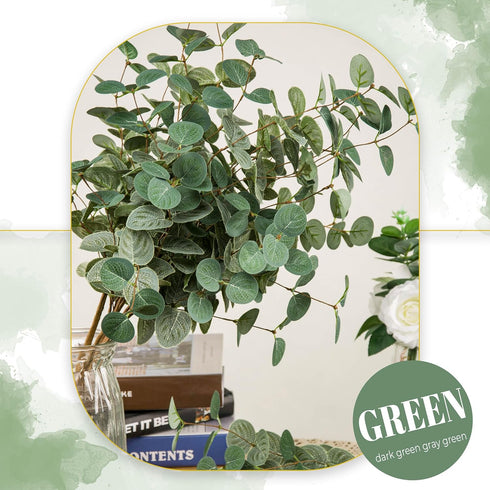 TOPHOUSE 6pcs Artificial Eucalyptus Leaves Stems Bulk - 24.8” Silver Dollar Eucalyptus Artificial Greenery Silk Plant