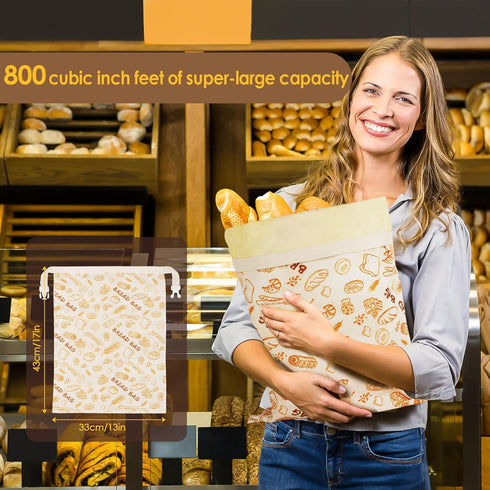 QHMCHLDZ 2-Pack 17x13 Inch Reusable Beeswax Bread Bags - Large for Sourdough & Homemade Bread Storage | All-Natural