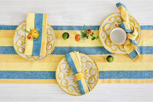 48 Inches 100% Summer 14 48 Inch Summer Solino Home Linen Table Runner - Cabana Stripe, Pure Linen Bright Stripe Small