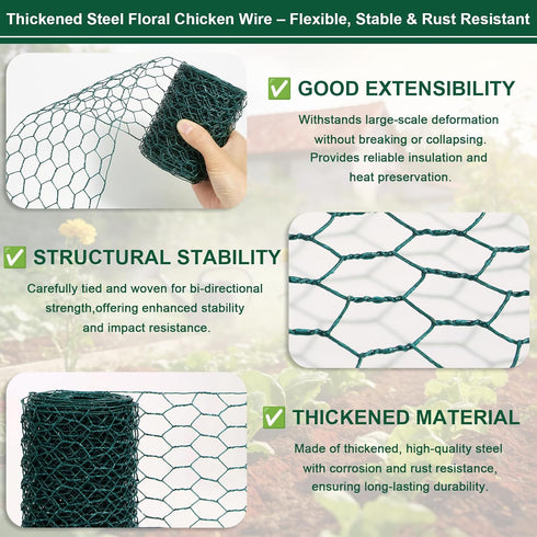 4 236 Inch Floral Chicken Mesh for Craft, x Galvanized Hexagonal Netting Roll, Lightweight Garden Poultry Fence