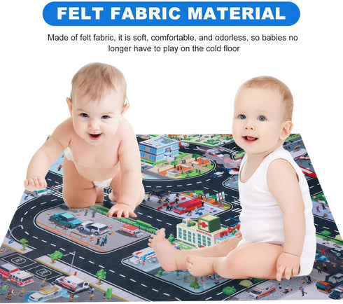 70x80CM Houkiper Kids Carpet Playmat Rug, Felt Cloth Fire-Themed Game Playmat, Foldable Non Slip Kids Rug for Playroom