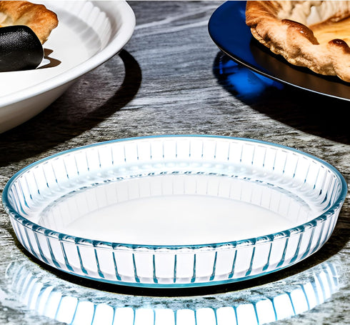 Pie Plate 10.5 Inch, Oven Glass Pie Pan for Baking Pie Crust, Clear Baking Dish with Rippled Edge