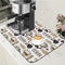 POIUBLE Coffee Cute Doodle Dish Drying Mat for Kitchen Counter Coffee Bar Mat