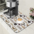 POIUBLE Coffee Cute Doodle Dish Drying Mat for Kitchen Counter Coffee Bar Mat