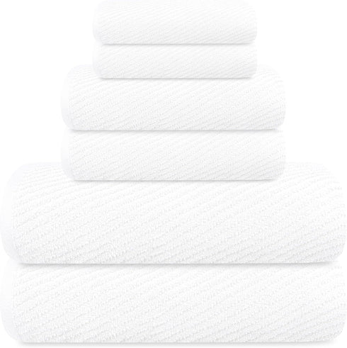 Pack 6 Set, 2 2 2 100% Tens Towels of Zero Twist Towels Bath, Hand, Waschloths, Cotton, Light Weight, Extra Absorbent