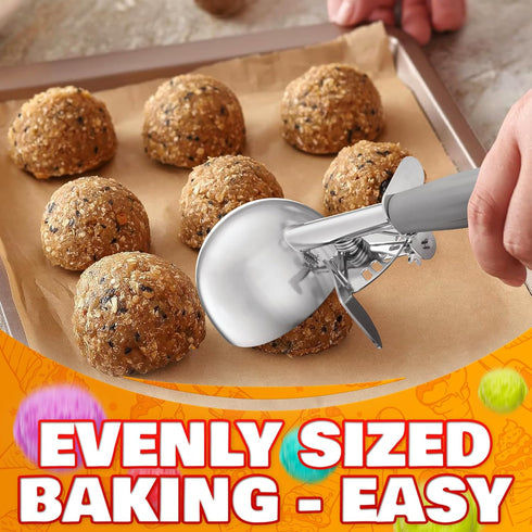 4 oz Ice Cream Scoop with Trigger Release #8, Stainless Steel Tool for Baking, Cookies, and Desserts, Easy-to-Clean