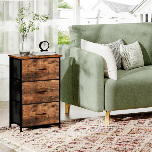 3 Closet Somdot Dresser for Bedroom with Drawers, Storage Organizer Chest of Drawers with Removable Fabric Bins