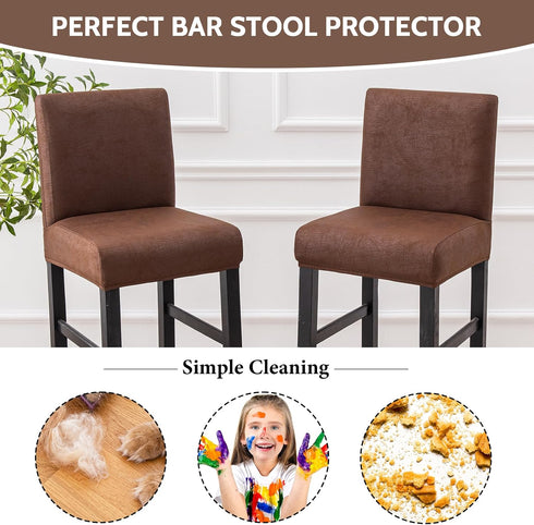 Set 4, FUANGUI Bar Stool Covers of Stretch Removable Bar Stool Seat Covers with Backs Slipcovers, Bar Chair Covers