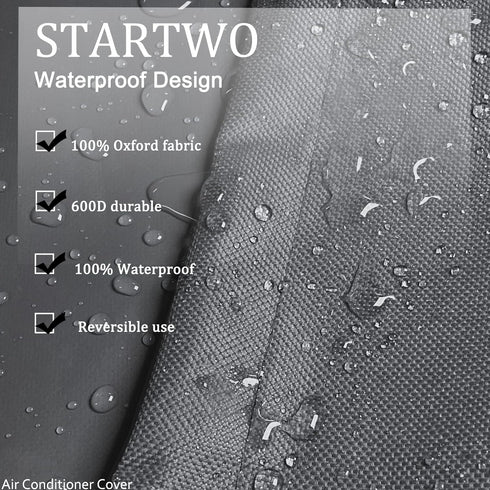 STARTWO Air Conditioner Cover, Heavy Duty Waterproof for Outdoor, Elastic Bottom for Secure Fit, Gray W38inD38inH40in