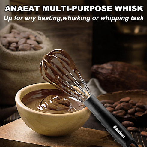 Anaeat Stainless Steel Kitchen Whisk Set of 5, Milk and Egg Beater Blender for Cooking, Baking