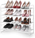 Simple Trending 4-Tier Stackable Shoe Rack - Expandable & Adjustable Shoe Organizer Storage Shelf, Wire Grid, White