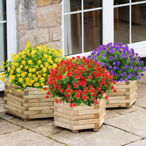 GREENRAIN Artificial Flowers, UV Resistant Fake Flowers for Outdoor Decoration, No Fade Faux Plastic Plants Garden