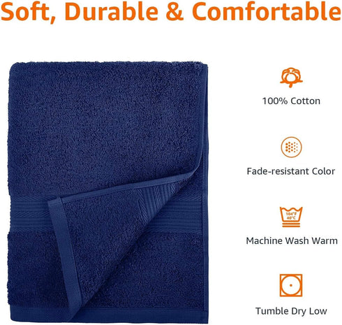 6-Piece 100% Set, 2 2 2 Amazon Basics Fade-Resistant Cotton Towel Soft and Absorbent, Bath Towels, Hand Towels