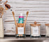 onsogi Countertop, Countertops 1 Pack Glass Toothbrush and Toothpaste Holder with Bamboo Divider for Bathroom
