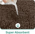 HOMEIDEAS Bathroom Rugs Set - 2 Pieces Ultra Soft Non Slip Absorbent Chenille Bath Mat Set (Brown)