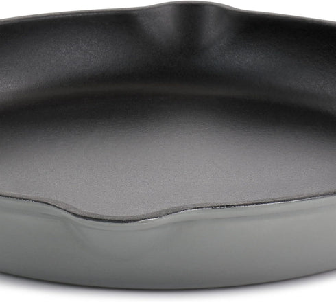 MegaChef Round 10.25 Inch Enameled Cast Iron Skillet, Gray