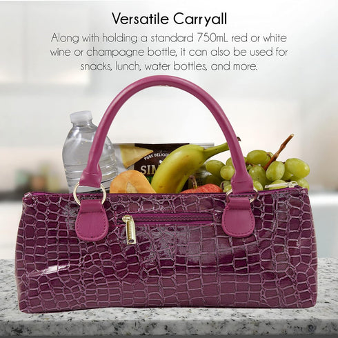 Trendy Women’s Wine Clutch Bag (Thermal Insulated) | Holds 750mL Red & White Bottles | Incl. Portable Waiter-Style