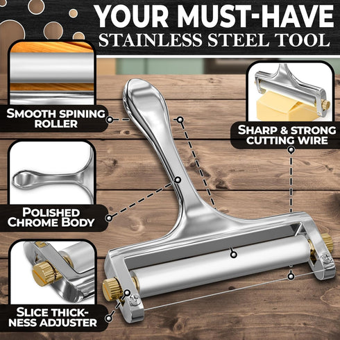 Cheese Slicer Wire - Sharp & Strong Stainless Steel Handheld Cutter with 2 Extra Wires