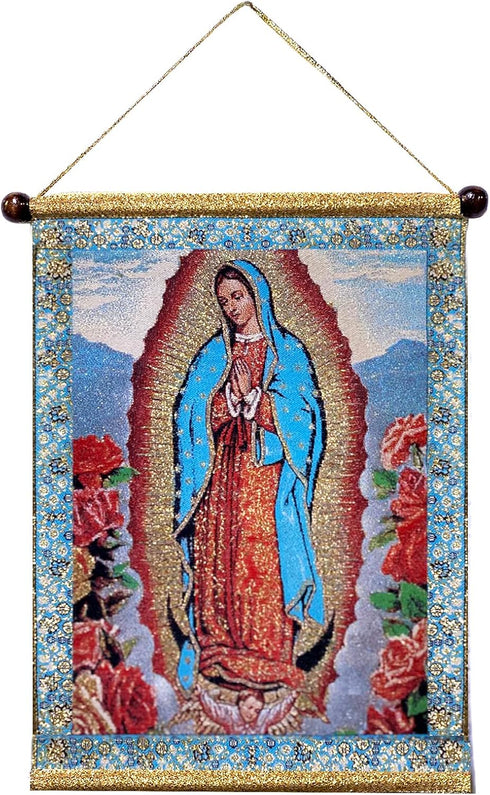 Needzo Our Lady of Guadalupe Tapestry Wall Hanging - 14 Inch Religious Wall Decoration Gift