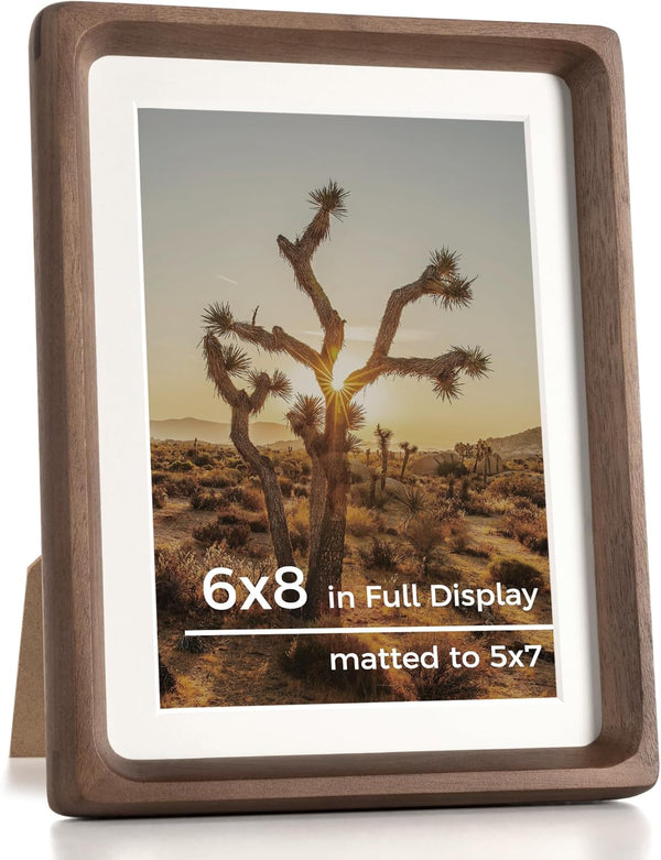 RICHFOCUS 6x8 Picture Frame USA-Sourced Natural Walnut Solid Wood Photo Frame Handcrafted
