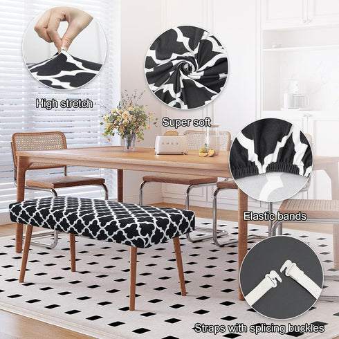 Stretch Bench Covers, Bench Seat Cover, Printed Seat Protector, Washable Slipcover, Rectangle Bench Cover for Dining