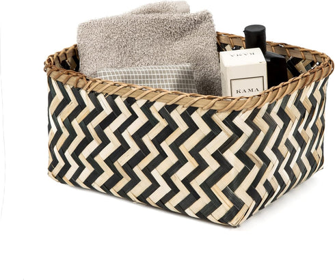 Compactor X-Large Bamboo Zebra Basket, Black/Natural