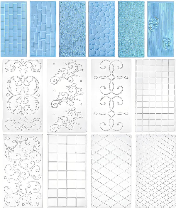 Tosnail 14 Pieces Lace Embossing Fondant Impression Mats Molds for Cake, Cupcake, Biscuits, Wedding Decoration