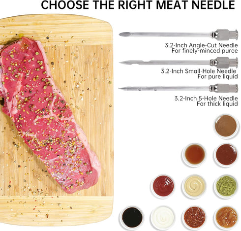 Meat Injector Syringe Turkey Marinade Injector Kit, 1.6-Oz Set with 3 Professional Needles, Silicone Brush, Cleaning