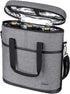 Tirrinia Insulated Wine Gift Carrier - 3 Bottle Travel Cooler Tote Bag with Handle, Grey