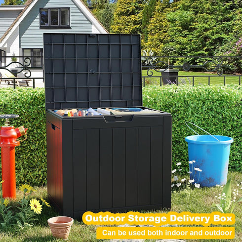 MAIUSCOLI 30 (30 Gallon Waterproof Outdoor Storage Box,Resin Deck Box,Lockable Outside Storage Box Container for Patio