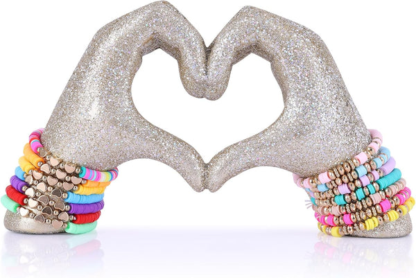 Heart Hand Sculpture, Champagne Gold Home Decor Aesthetics for Shelves on Coffee