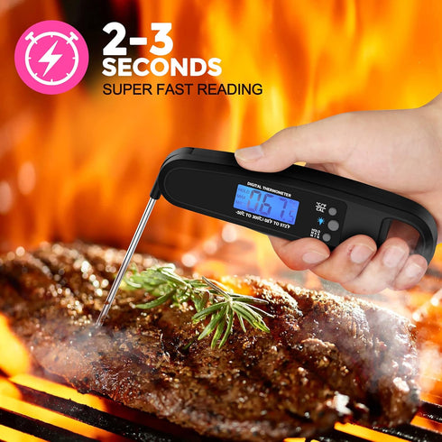Instant Read Meat Thermometer for Kitchen Cooking, Ultra Fast Waterproof Digital Food Thermometer with Backlight