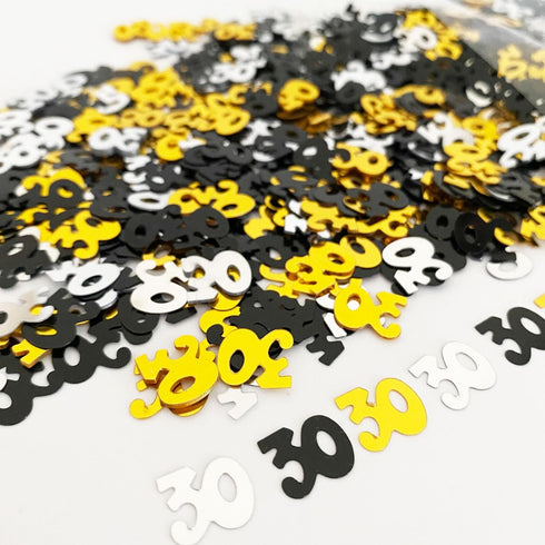30 Confetti Birthday Party Confetti Number 30 Sequins 30th Anniversary Party Glitter Metallic Foil Table Scatter for Party Table Decoration Supplies or DIY(Golden Black Silver)