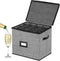 Champagne Flute Storage Box, Quilted Hard Shell Container for Wine Glasses, Stackable, Grey