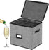 Champagne Flute Storage Box, Quilted Hard Shell Container for Wine Glasses, Stackable, Grey