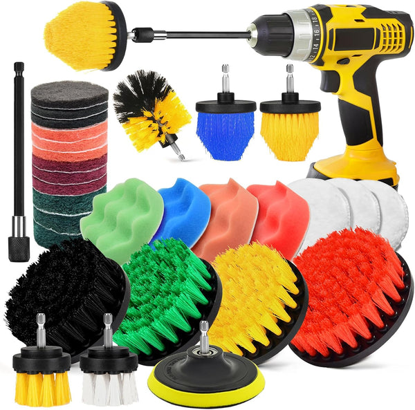 Drill Brush Attachment Set: 30Pcs Scrubber Brush Kit for Bathroom, Tub, Tile Cleaning
