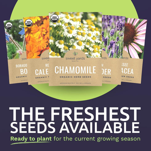 Pack 9 Packs 2026 Organic Edible Flower Seeds Variety - Individual - Season - Lavender, Chamomile, Nasturtium