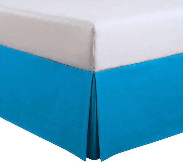 FRESH IDEAS Kids Twin Bed Skirt - Lux Hotel Tailored Microfiber Bedskirt, Classic 14" Drop Length, Blue