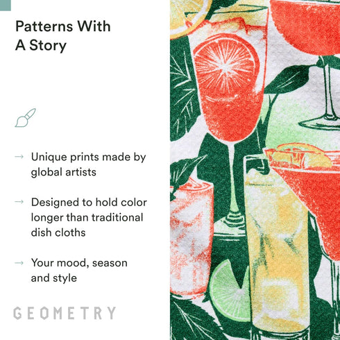 Summer Summer 3 Pack GEOMETRY Dishcloth Spring & Collection Quick-Dry, Ultra-Absorbent, Reusable Microfiber Kitchen