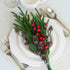 17 Branches,19 Inch HyeFlora PCS Christmas Norfolk Pine Stems with Small Pinecones and Red Berries Real Touch
