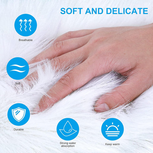 Molain Faux Fur Chair Pad - 12 inch Round Soft Fluffy Seat Cushion Pad Carpet Mat for Couch Pad, Jewelry Photographing
