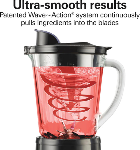 Hamilton Beach Wave Crusher Blender for Shakes and Smoothies, 40 Oz Glass Jar, 700 Watts, Black & Stainless Steel