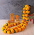 5 PC - 4.5 feet Marigold Garland with Green Leaves, Indian/American Wedding Party Decoration, Faux Floral
