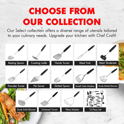 Chef Craft Select Slotted Spoon, Stainless Steel, 12.75 inch