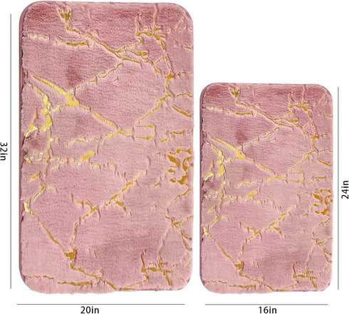 Eanpet Marble Bathroom Rugs, Nonslip Pink Bathroom Mats Ultra Soft Washable for Bathroom Floor Mats Carpet