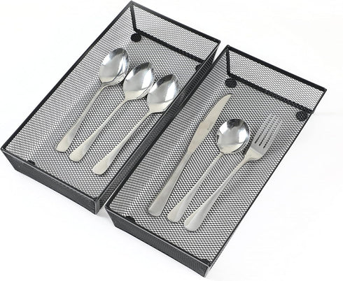 BYCY 3 Pack Mesh Flatware Drawer Organizer - Spoon Knife Fork Storage Tray for Kitchen/Office/Home