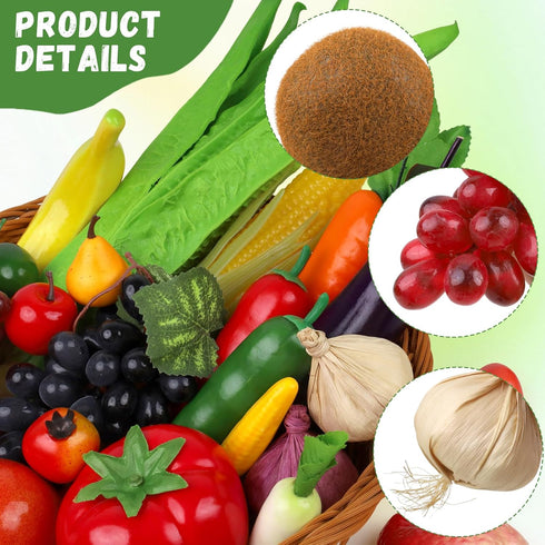 30pcs Set Woration Plastic Artificial Fruit Fake Vegetables Simulation Foam Mini Fruits Lifelike Food Model Table