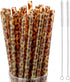 Leopard Straws Bulk, Reusable Plastic Cheetah Animal Straws with Cleaning Brush for Women Tumblers, 27 Pieces